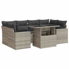 vidaXL 7 részes világosszürke polyrattan kerti ülőgarnitúra párnákkal (3326273) kerti bútor