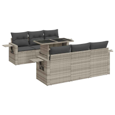 vidaXL 7 részes világosszürke polyrattan kerti ülőgarnitúra párnákkal (3326423) kerti bútor