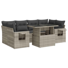 vidaXL 7 részes világosszürke polyrattan kerti ülőgarnitúra párnákkal (3326433) kerti bútor