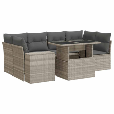 vidaXL 7 részes világosszürke polyrattan kerti ülőgarnitúra párnákkal (3326753) kerti bútor