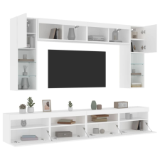 vidaXL 8 darabos fehér falra szerelhető TV-szekrényszett LED-ekkel bútor