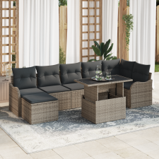 vidaXL 8 Darabos Kerti Kanapé Szett Párnákkal Szürke Poly Rattan kerti bútor