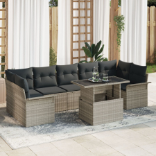 vidaXL 8 darabos kerti kanapé szett párnákkal, világosszürke poly rattan kerti bútor
