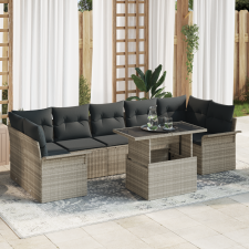vidaXL 8 darabos kerti kanapé szett párnákkal, világosszürke poly rattan kerti bútor