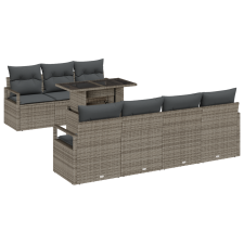 vidaXL 8 darabos kertkanapé szett párnákkal szürke poly rattan (3357502) kerti bútor