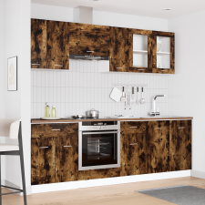 vidaXL 8 Darabos Konyhai Szekrény Szett Füstölt tölgy Műanyag bútor