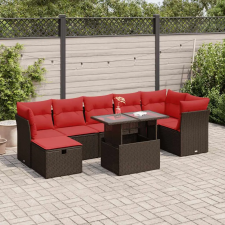 vidaXL 8 db barna polyrattan kerti kanapégarnitúra párnákkal kerti bútor