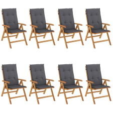 vidaXL 8 db dönthető tömör tíkfa kerti szék párnával (3196523) kerti bútor