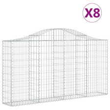 vidaXL 8 db íves horganyzott vas gabion kosár 200x30x100/120 cm (3145436) kerti tárolás