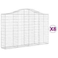 vidaXL 8 db íves horganyzott vas gabion kosár 200x30x120/140 cm (3145457) kerti tárolás