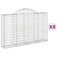 vidaXL 8 db íves horganyzott vas gabion kosár 200x30x120/140 cm (3146137) kerti tárolás