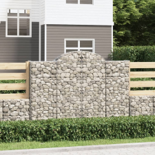 vidaXL 8 db íves horganyzott vas gabion kosár 200x30x140/160 cm kerti tárolás