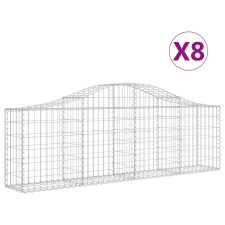 vidaXL 8 db íves horganyzott vas gabion kosár 200x30x60/80 cm (3145394) kerti tárolás