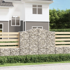 vidaXL 8 db íves horganyzott vas gabion kosár 200x50x160/180 cm kerti tárolás