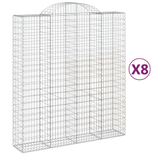 vidaXL 8 db íves horganyzott vas gabion kosár 200x50x220/240 cm (3146452) kerti tárolás