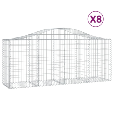 vidaXL 8 db íves horganyzott vas gabion kosár 200x50x80/100 cm (3145625) kerti tárolás