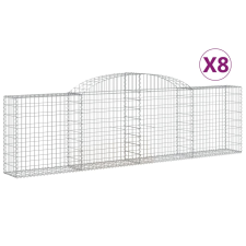 vidaXL 8 db íves horganyzott vas gabion kosár 300x30x80/100 cm (3146509) kerti tárolás