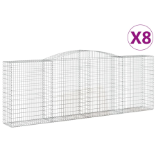 vidaXL 8 db íves horganyzott vas gabion kosár 400x50x140/160 cm (3147028) kerti tárolás