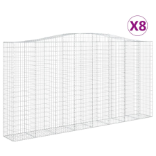 vidaXL 8 db íves horganyzott vas gabion kosár 400x50x200/220 cm (3146027) kerti tárolás