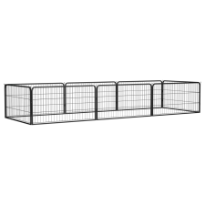 vidaXL 8-paneles fekete porszórt acél kutyakennel 100 x 50 cm szállítóbox, fekhely kutyáknak