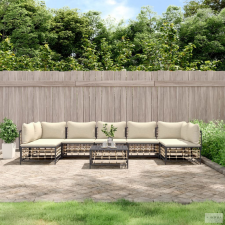vidaXL 8 részes antracitszürke polyrattan kerti ülőgarnitúra párnákkal kerti bútor