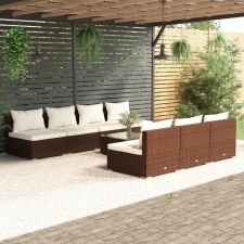 vidaXL 8-részes barna polyrattan kerti bútorszett párnákkal kerti bútor