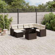 vidaXL 8 részes barna polyrattan kerti ülőgarnitúra párnákkal kerti bútor