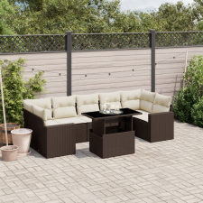 vidaXL 8 részes barna polyrattan kerti ülőgarnitúra párnákkal kerti bútor