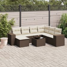 vidaXL 8 részes barna polyrattan kerti ülőgarnitúra párnákkal kerti bútor