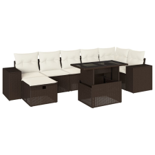 vidaXL 8 részes barna polyrattan kerti ülőgarnitúra párnákkal (3275313) kerti bútor