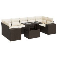 vidaXL 8 részes barna polyrattan kerti ülőgarnitúra párnákkal (3326764) kerti bútor