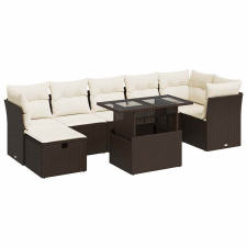 vidaXL 8 részes barna polyrattan kerti ülőgarnitúra párnákkal (3327793) kerti bútor