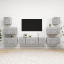 vidaXL 8 részes betonszürke forgácslap TV-szekrényszett bútor