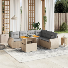 vidaXL 8 részes bézs polyrattan kerti ülőgarnitúra párnával kerti bútor