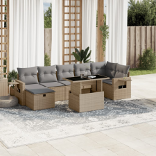 vidaXL 8 részes bézs polyrattan kerti ülőgarnitúra párnával kerti bútor