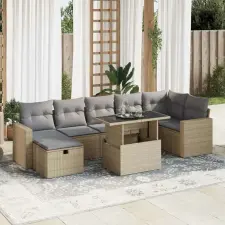 vidaXL 8 részes bézs polyrattan kerti ülőgarnitúra párnával kerti bútor