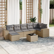 vidaXL 8 részes bézs polyrattan kerti ülőgarnitúra párnával kerti bútor