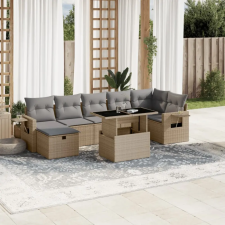 vidaXL 8 részes bézs polyrattan kerti ülőgarnitúra párnával kerti bútor