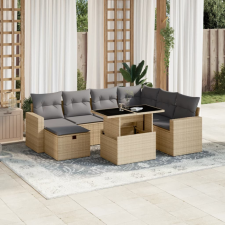 vidaXL 8 részes bézs polyrattan kerti ülőgarnitúra párnával kerti bútor