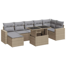 vidaXL 8 részes bézs polyrattan kerti ülőgarnitúra párnával (3326360) kerti bútor