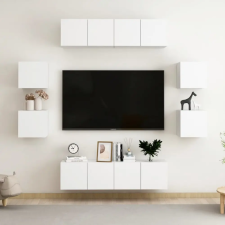 vidaXL 8 részes fehér forgácslap TV-szekrényszett bútor