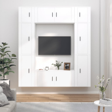 vidaXL 8 részes fehér szerelt fa TV-szekrényszett bútor