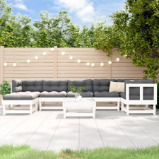 vidaXL 8 részes fehér tömör fa kerti ülőgarnitúra párnával kerti bútor