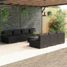 vidaXL 8-részes fekete polyrattan kerti ülőgarnitúra párnákkal kerti bútor