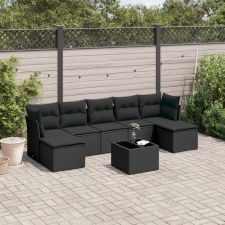 vidaXL 8 részes fekete polyrattan kerti ülőgarnitúra párnákkal kerti bútor