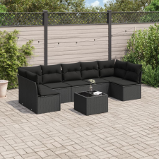 vidaXL 8 részes fekete polyrattan kerti ülőgarnitúra párnákkal kerti bútor
