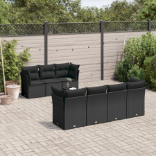 vidaXL 8 részes fekete polyrattan kerti ülőgarnitúra párnákkal kerti bútor