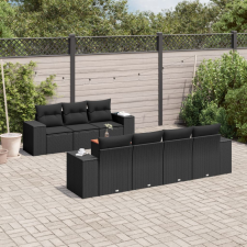 vidaXL 8 részes fekete polyrattan kerti ülőgarnitúra párnákkal kerti bútor