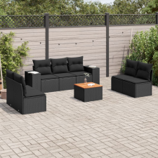 vidaXL 8 részes fekete polyrattan kerti ülőgarnitúra párnákkal kerti bútor