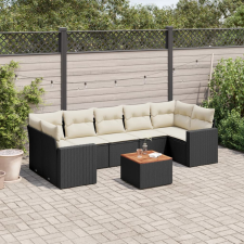 vidaXL 8 részes fekete polyrattan kerti ülőgarnitúra párnákkal kerti bútor